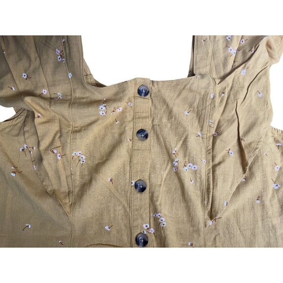 Ana New Approach Yellow Floral Sleeveless Dress Womens Size K Rayon Linen Blend - Picture 3 of 5